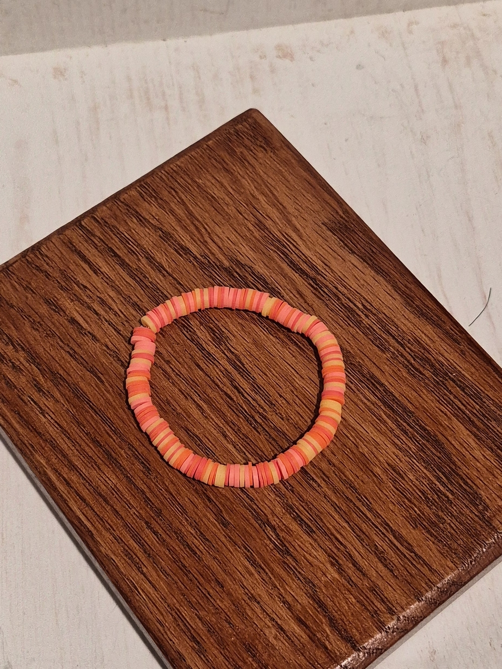 Neon Orange & Yellow Stretch Bead Bracelet
